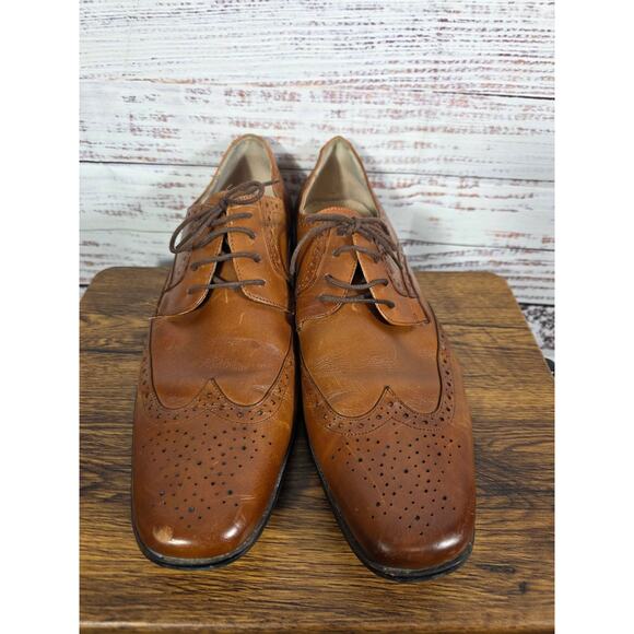 Stacy Adams Brown Leather Wingtip Oxford Dress Shoes Men's size 13 READ - Picture 2 of 10
